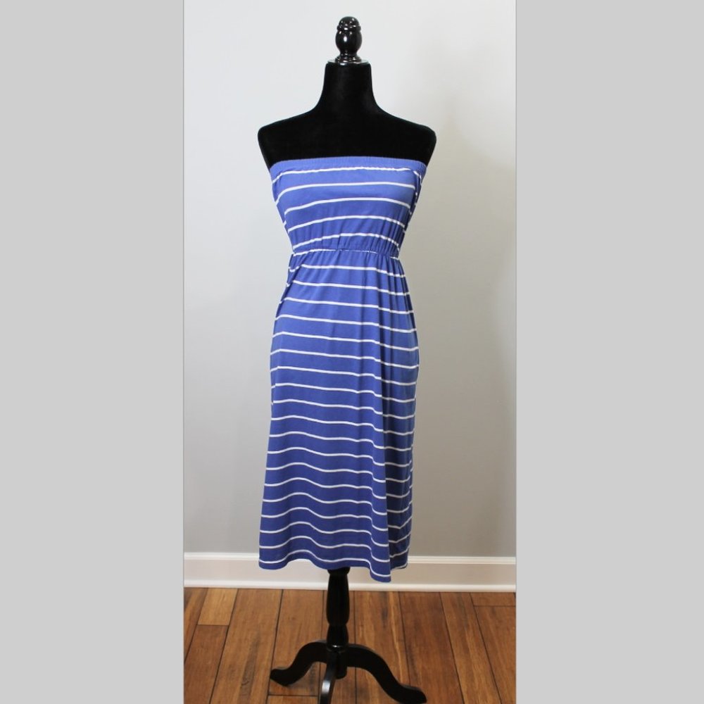 Pre-owned Forever 21 dress blue white striped sz S - Picture 2 of 7